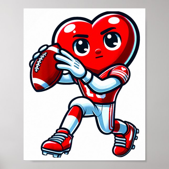 Poster Valentines Day Heart Quarterback Football Srts  (Frente)