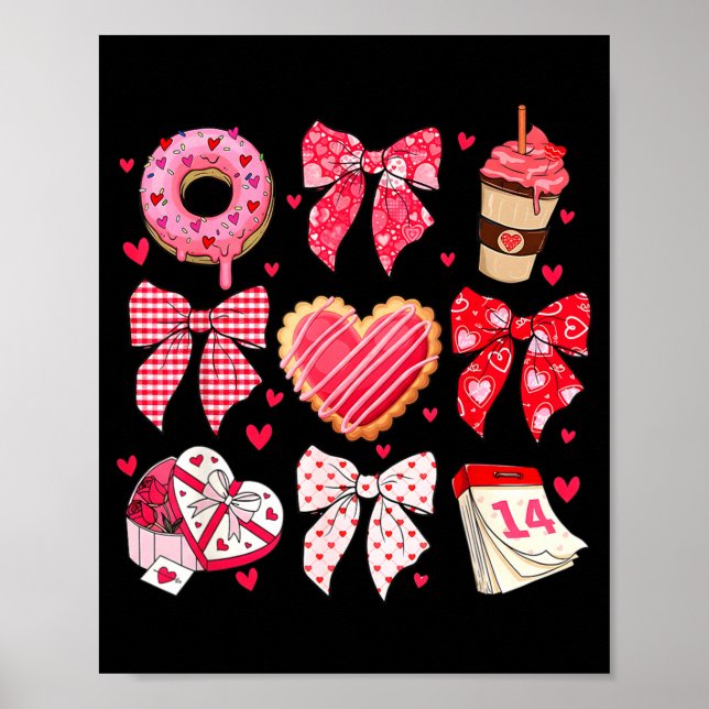 Poster Valentines Day Hearts Leopard Coquette Bow Women G (Frente)