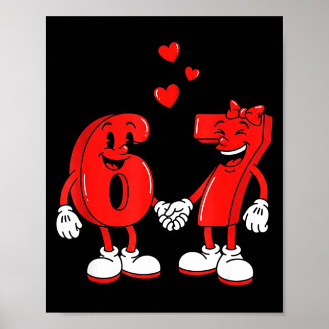 Poster Valentine's Day Six Seven Hearts 6 7 Meme Gen Alph (Frente)