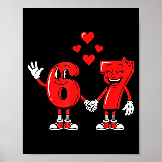 Poster Valentine's Day Six Seven Hearts 6 7 Meme Gen Alph (Frente)