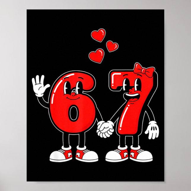 Poster Valentine's Day Six Seven Hearts 6 7 Meme Gen Alph (Frente)