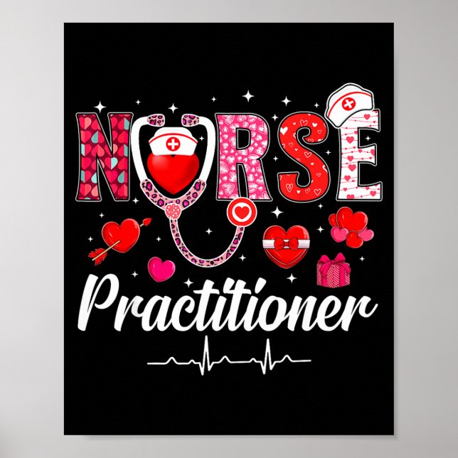 Poster Valentines Nurse Practitioner Scrubs Nurse Life St (Frente)