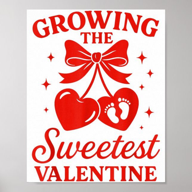 Poster Valentines Pregnancy Announcement Growing Sweetest (Frente)