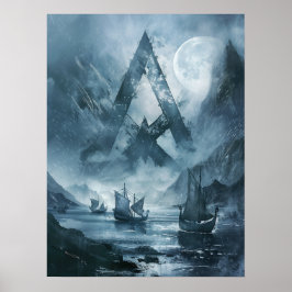 Poster Valknut Viking ships Samhain Halloween Nordic