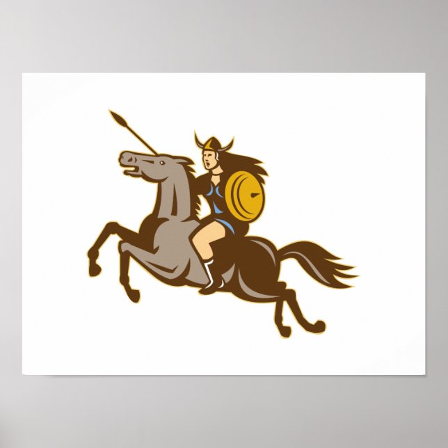 Poster Valkyrie Riding Horse Retro (Frente)