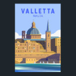 Poster Valletta Malta Viagem Vintage Art<br><div class="desc">Design de arte vetorial de La Valetta. A cidade murada foi fundada nos anos 1500 numa península pelos Cavaleiros das Ruas. É conhecido por museus,  palácios e grandes igrejas.</div>