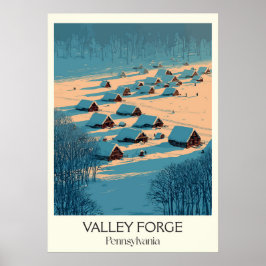 Poster Valley Forge Pensilvânia Vintage Winter Camp Art