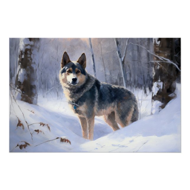 Póster Vallhund Sueco Deixe Nevar Natal (Frente)