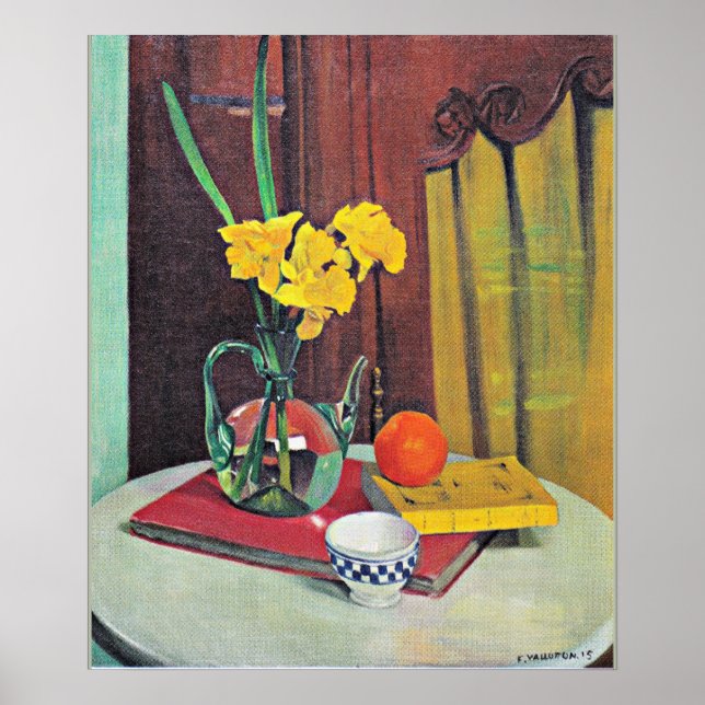 Poster Vallotton - Jug com Daffodils Amarelos (Frente)