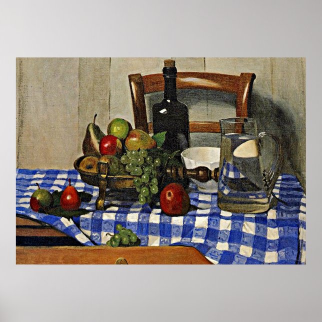 Póster Vallotton: Vida Estática com Tablecloth Blue Check (Frente)
