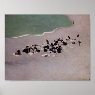 Póster Vallotton-Washerwomen de Felix em Etretat