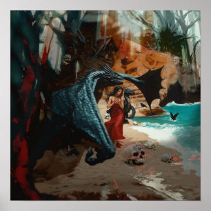 Poster Valor da Matriz de Arte AI Witchy do Caveira abstr