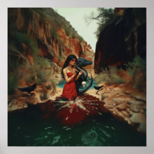 Poster Valor da Matriz de Arte AI Witchy do Caveira abstr