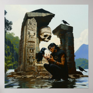 Poster Valor da Matriz de Arte AI Witchy Raven Sepulcher