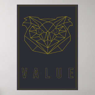 Poster Valor próprio do origami amarelo-poster