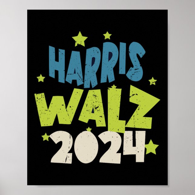 Poster Valsa de Harris 2024 Com Estrelas  (Frente)