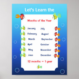 Poster Vamos Aprender os Meses do Ano Cartaz para Criança
