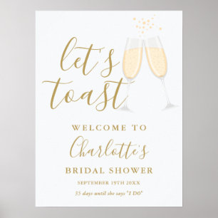 Poster Vamos brindar Sinal de Boas-Vindas de Noivado Dour