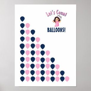 Poster Vamos Contar Balões! Números Coloridos para Aprend