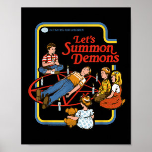 Poster Vamos Convocar Demônios Occultos Retro Vintage Fun