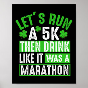 Poster Vamos Correr 5km e Depois Bebida Maratona Engraçad