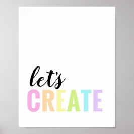 Poster Vamos Criar Sala de Brinquedos Arco-Íris Pastel