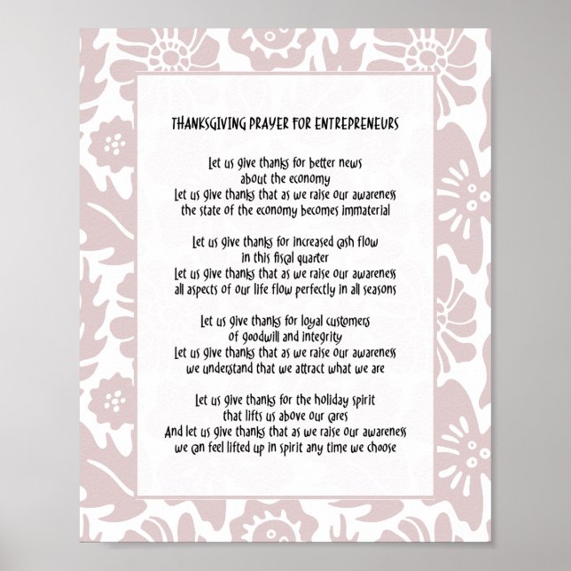 Poster Vamos Dar Graças Ornamentação Floral Senhora Chefe (Frente)