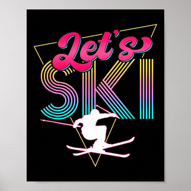 Poster Vamos Esqui Retro 80s Skiing Party Outfit 90s Skie (Frente)