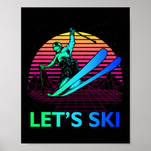 Poster Vamos Esquiar Colorida Vintage 90s 80s esquiando i