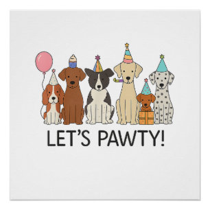 Póster Vamos Festejar Cachorros Fofos Celebração de Festa