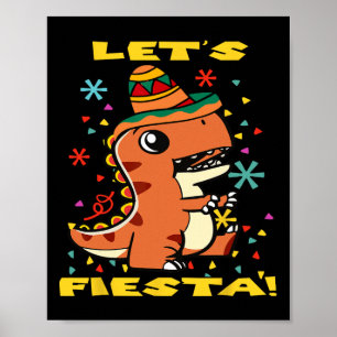 Poster Vamos Festejar Dinossauro Mexicano Cinco De Mayo C