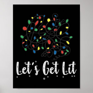 Poster Vamos Fica Engraçado Luzes De Natal Pijama Para F