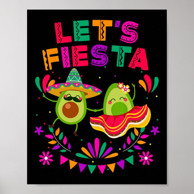 Poster Vamos Fiesta Avocado Dancing Cinco De Mayo Mexican (Frente)