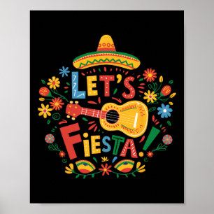 Poster Vamos Fiesta Cinco De Mayo Guitar Engraçado Pa Mex