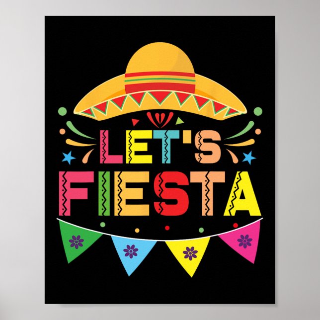 Poster Vamos Fiesta Mexico Fiesta Taco Guitar Cinco De Mã (Frente)