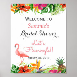 Poster Vamos Flamingle Sinal de Chá de Panela de Noiva do