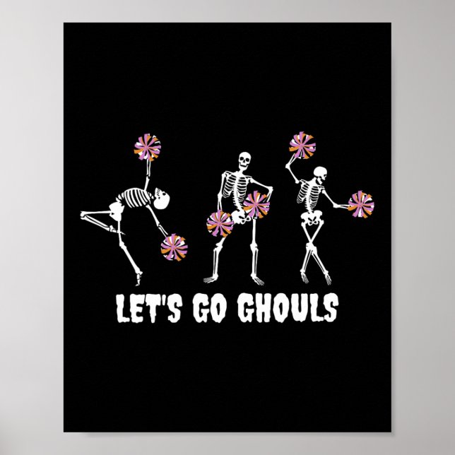 Poster Vamos Ghouts Skeleton Cheerleader Halloween Chee (Frente)
