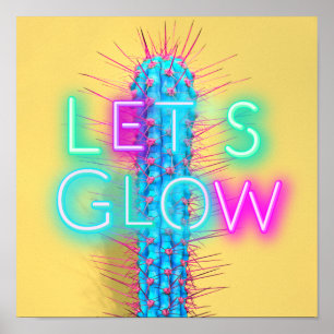 Poster Vamos GLOW Neon Cactus Funky Festa Dança