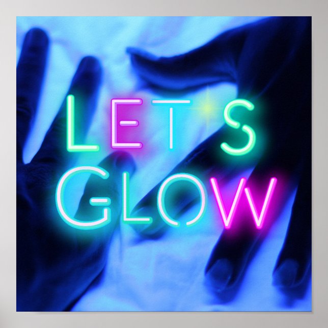 Poster Vamos GLOW Neon Psychedelic Festival Party Rave (Frente)