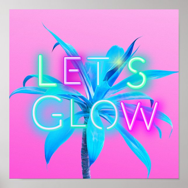 Poster Vamos GLOW Neon Tropical Festival Party Rave PINK (Frente)