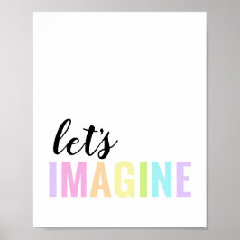 Poster Vamos Imaginar Quarto Infantil Arco-íris Pastel