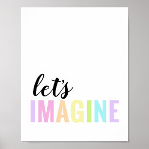 Poster Vamos Imaginar Sala de Brinquedos Arco-Íris Pastel
