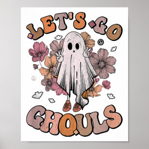 Poster Vamos Ir Ghouls Fantasma 70s Hippie Halloween Fall