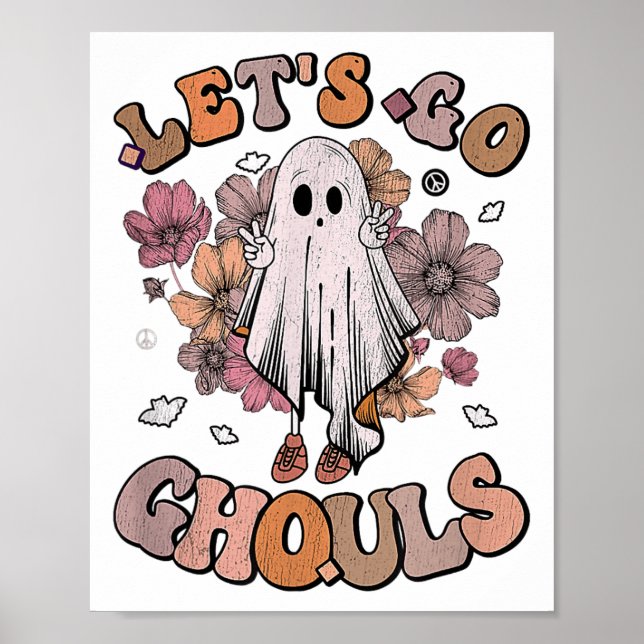 Poster Vamos Ir Ghouls Fantasma 70s Hippie Halloween Fall (Frente)