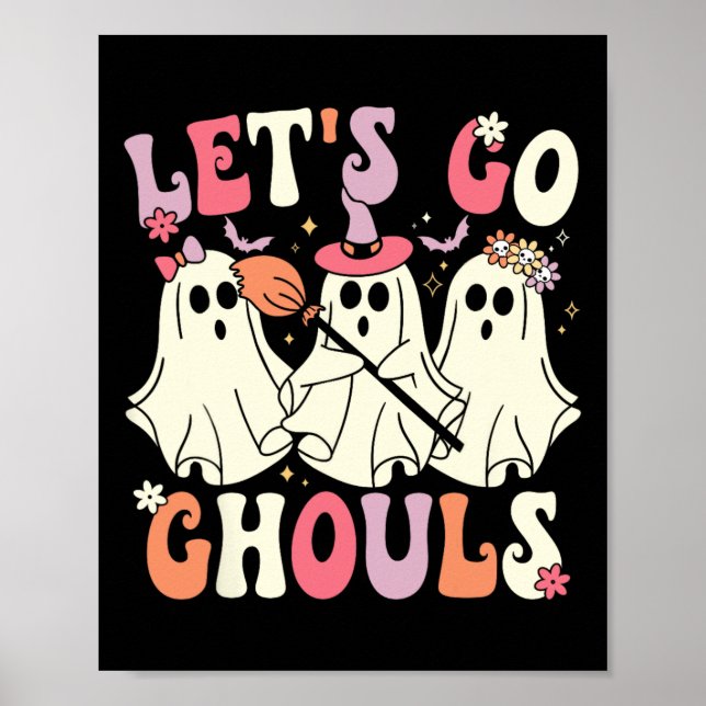 Poster Vamos Ir Ghouls Halloween Ghost Costume Retro Groo (Frente)