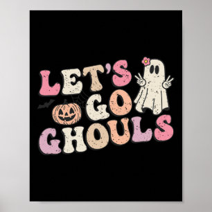 Poster Vamos Ir Ghouls Halloween Retro Ghost Pumpkin Wome