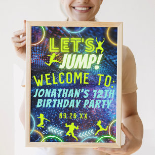 Poster Vamos Jump Trampoline Sinal de Festa de aniversári