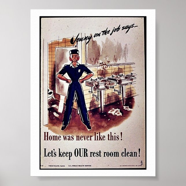 Póster Vamos Mantenha Limpo Nosso Quarto De Descanso! (Frente)