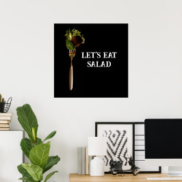 Poster Vamos moderno come Comida de salada no Fork Black