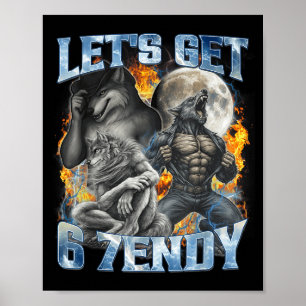 Poster Vamos Pegar 6 Lindo Legal Engraçado Lobo Alfa Lobi